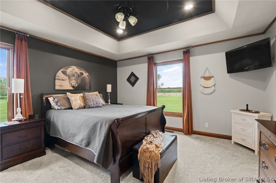 700 South 1233rd West Lexington, IN 47138 - Photo 13 of 65 Primary suite with trey ceiling, ceiling fan and recessed lighting!