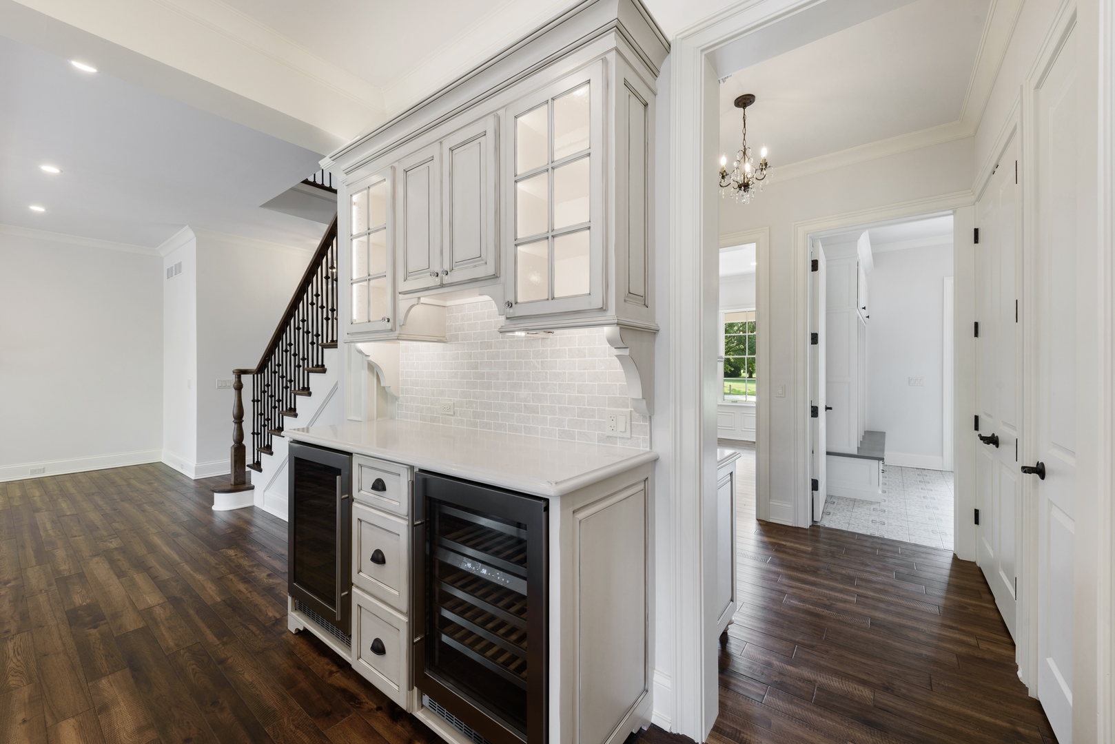 820 Country Club Road Crystal Lake, IL 60014 - Photo 14 of 48 a view of a hallway with wooden floor and staircase