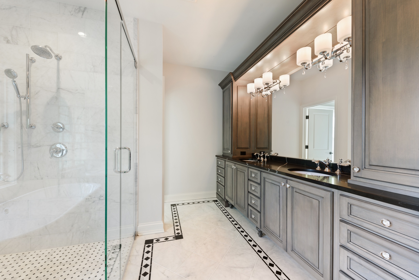 820 Country Club Road Crystal Lake, IL 60014 - Photo 21 of 48 a bathroom with a double vanity sink and mirror with shower