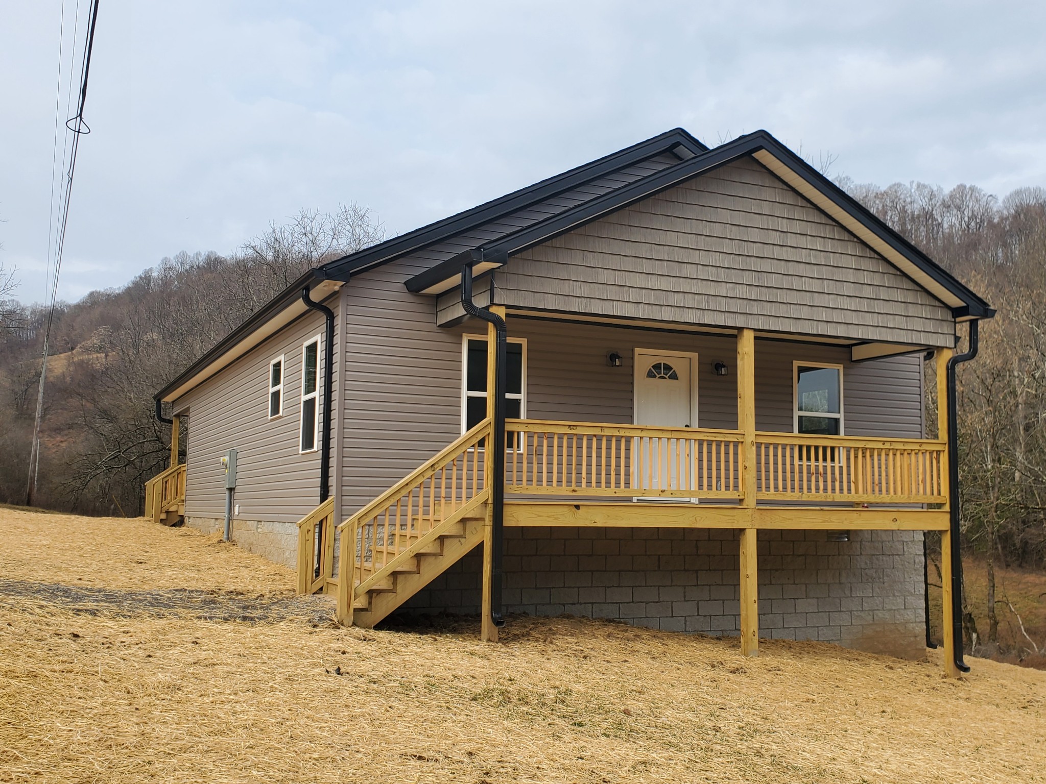 a view of wooden house