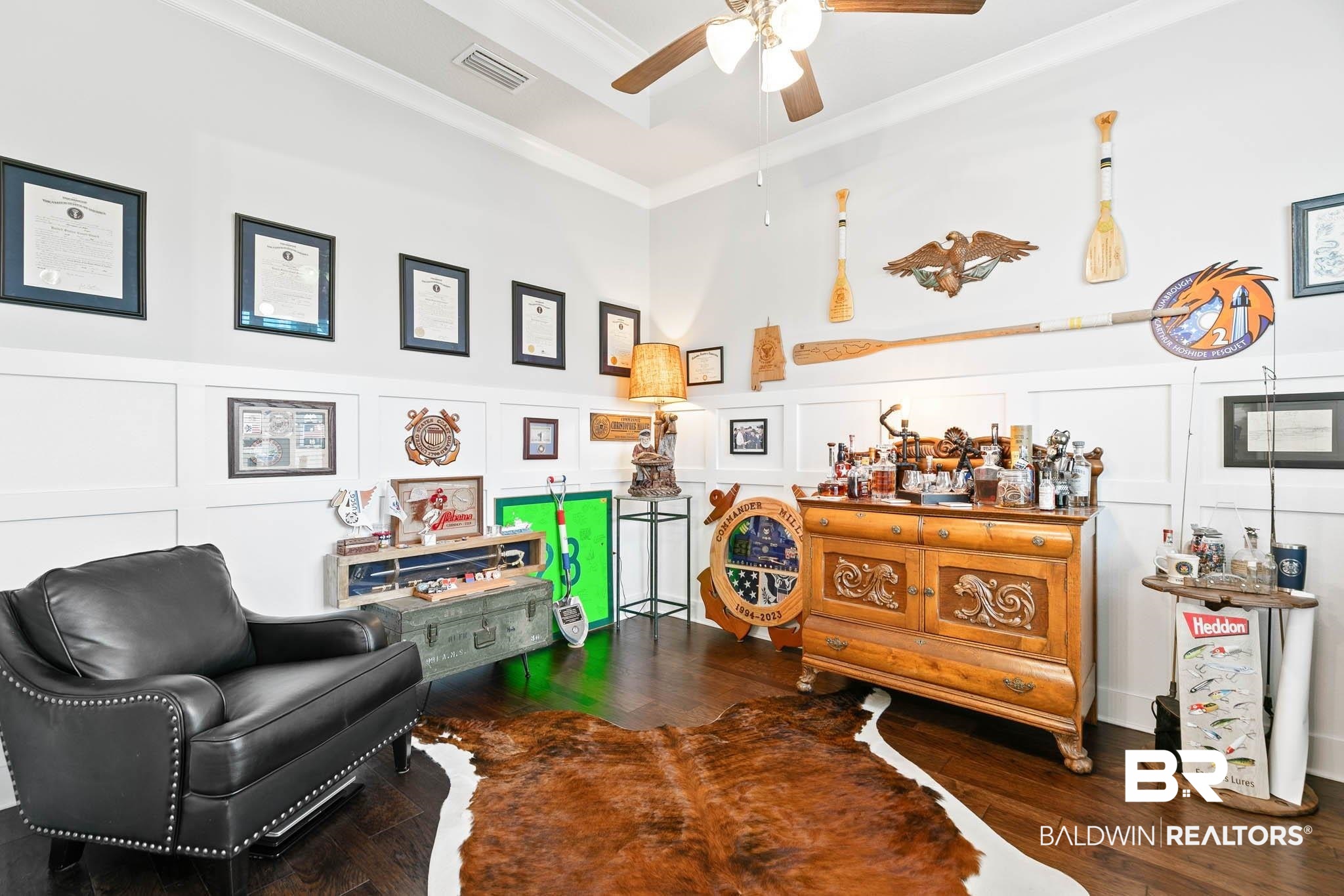 12785 Warbler Street Daphne, AL 36527 - Photo 30 of 53 Living area with a decorative wall, dark wood-type flooring, and ceiling fan