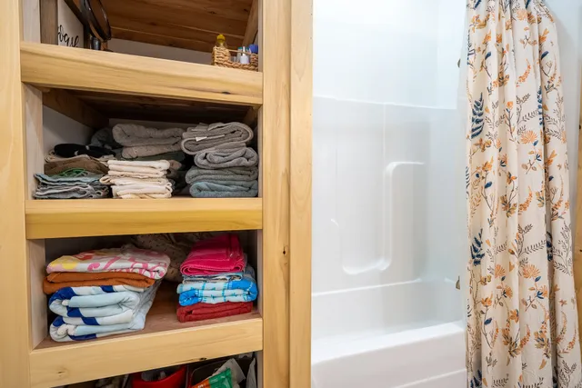 a view of a lake with a yard