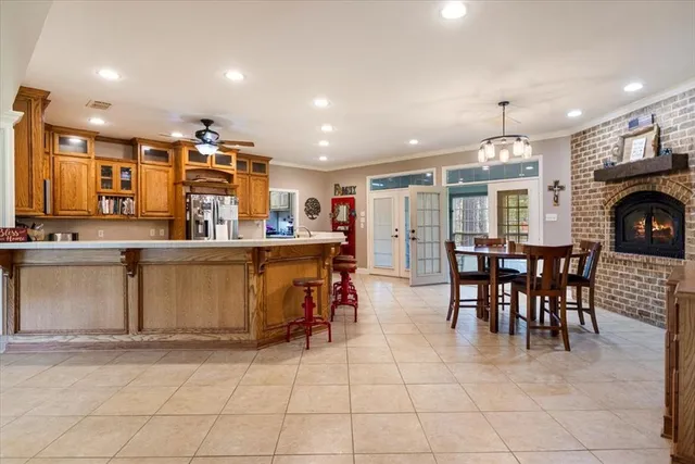 a view of a dining area with furniture