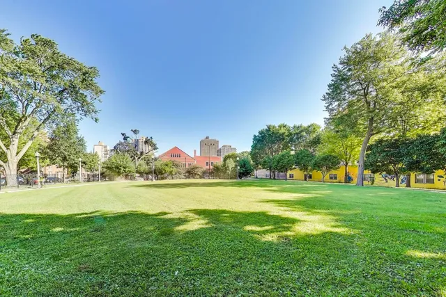 a view of a big yard with and trees