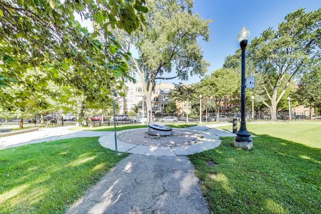 a view of park with trees