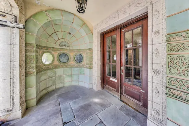 a view of door with glass door