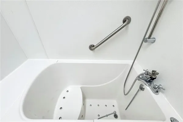 a bathroom with a bathtub