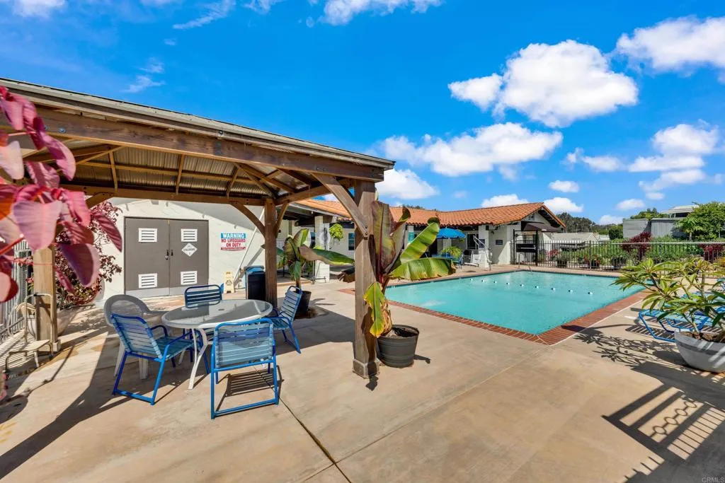1815 Sweetwater Road, Unit 169 Spring Valley, CA 91977 - Photo 46 of 50 a view of a patio with a table and chairs under an umbrella