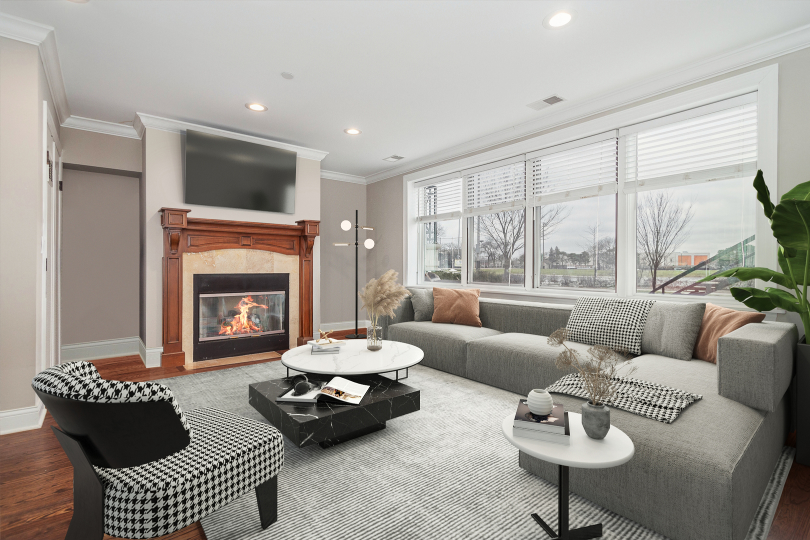 241 North Northwest Highway Park Ridge, IL 60068 - Photo 12 of 28 a living room with furniture and a fireplace