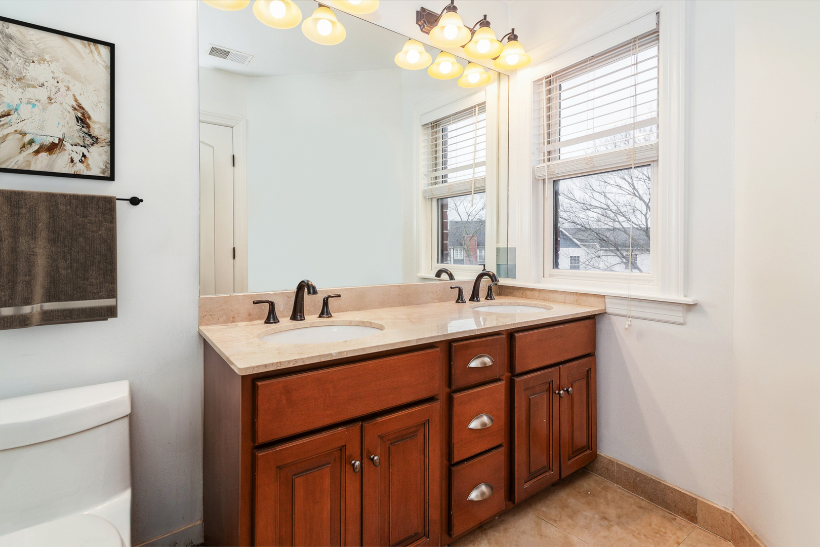 241 North Northwest Highway Park Ridge, IL 60068 - Photo 17 of 28 a bathroom with a sink double vanity and a window