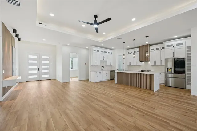 a bathroom with a shower and a toilet