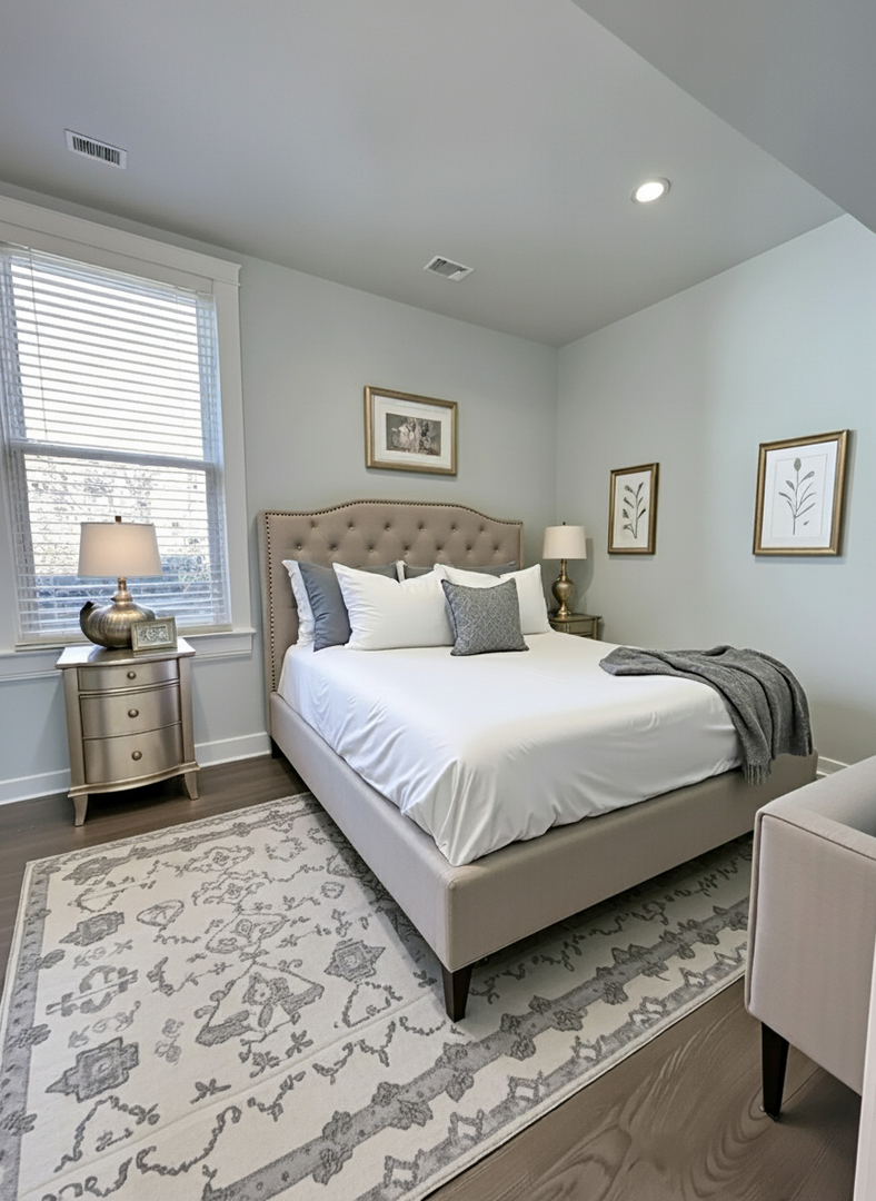 2416 North Springfield Avenue, Unit 2 Chicago, IL 60647 - Photo 5 of 9 a bedroom with a bed a couch and a window