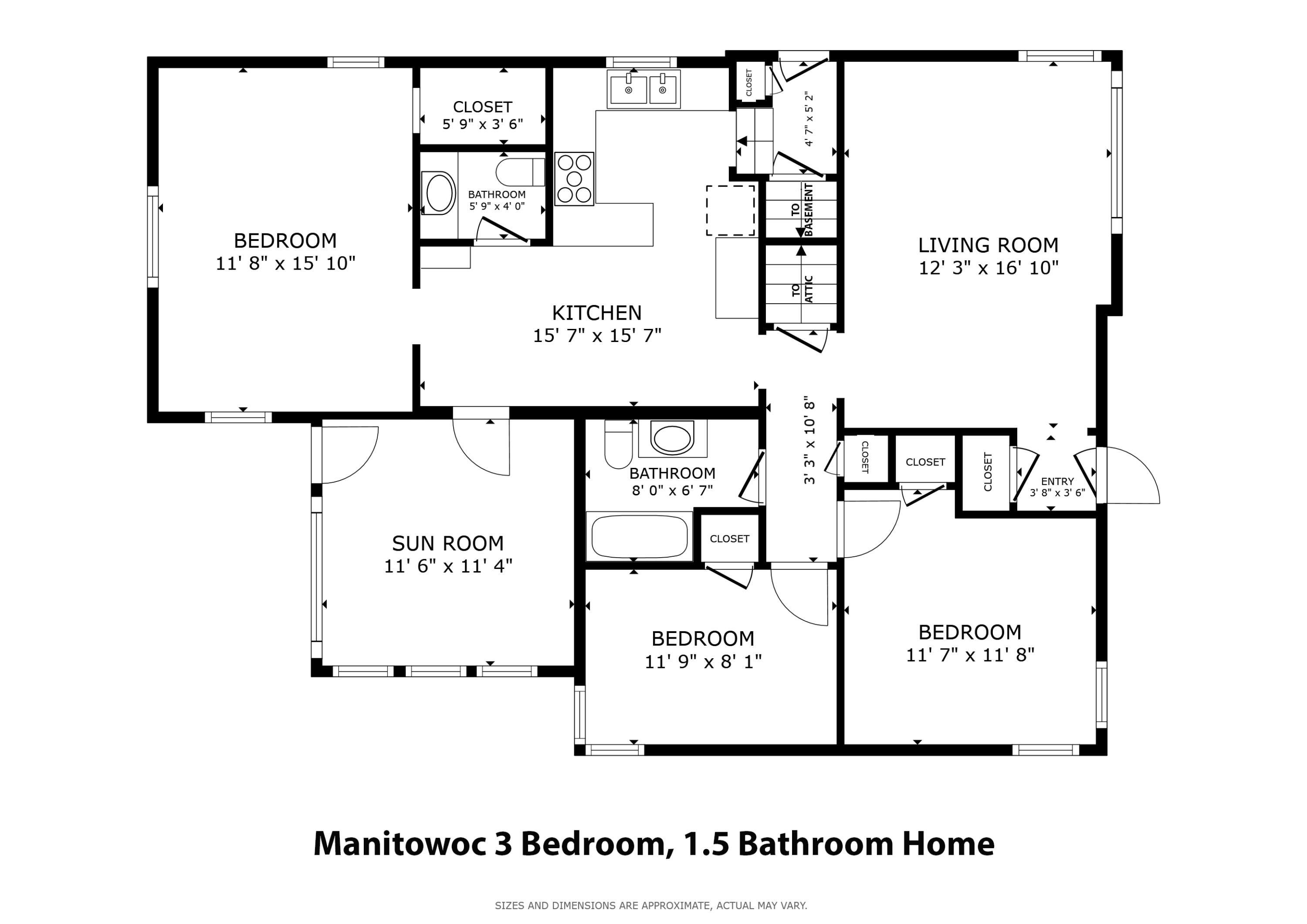 2402 South 9th Street Manitowoc, WI 54220 - Photo 28 of 29 3 Bedroom Ranch Style Home Floor Plan