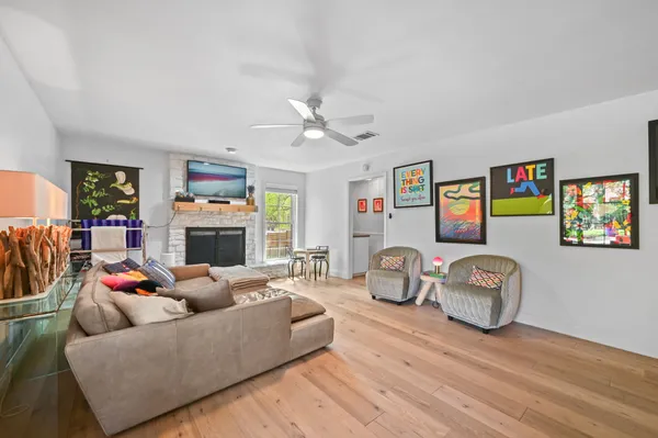 a kitchen with a sink and a refrigerator