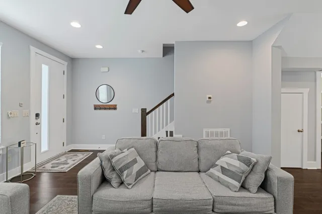 a living room with furniture