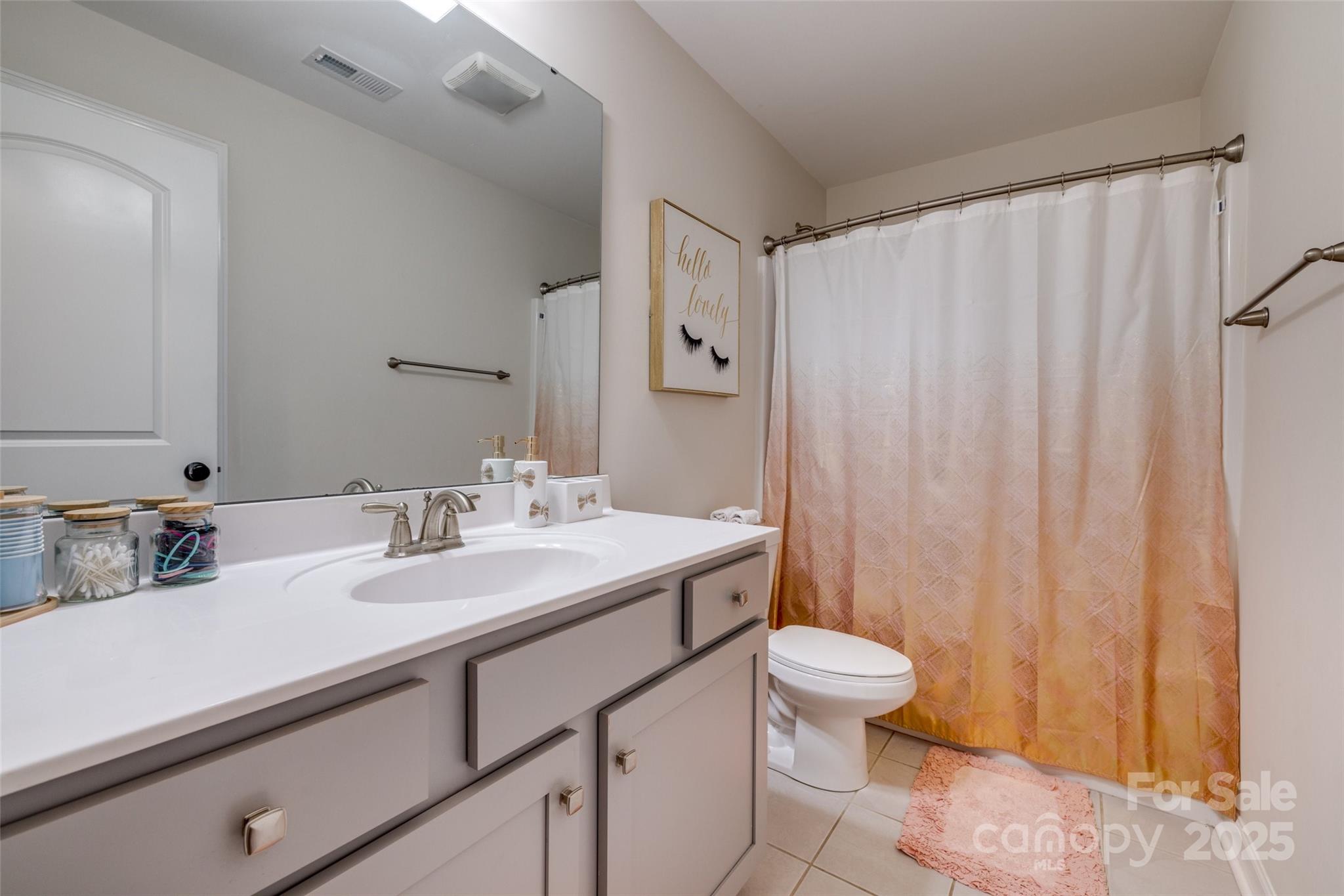 5431 Meadowcroft Way Fort Mill, SC 29708 - Photo 30 of 40 a bathroom with a sink a toilet and shower curtain