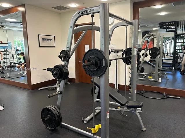 a view of a room with gym equipment