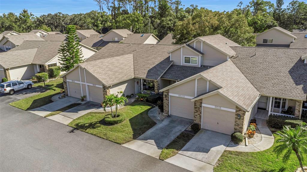 6520 Thicket Trail New Port Richey, FL 34653 - Photo 40 of 43 an aerial view of a house with a garden