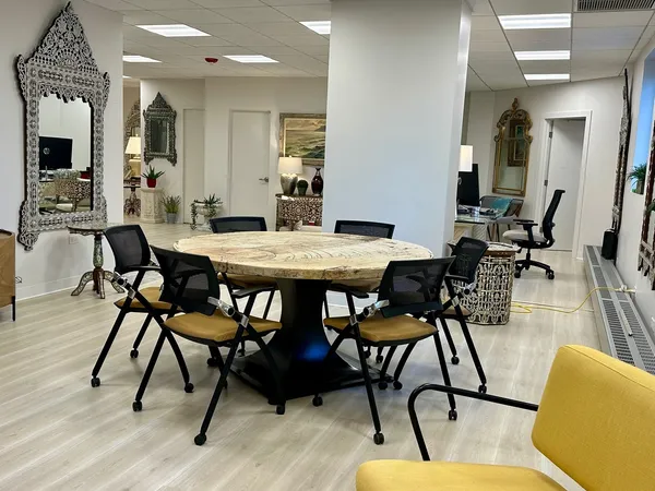 a view of a dining room kitchen and furniture