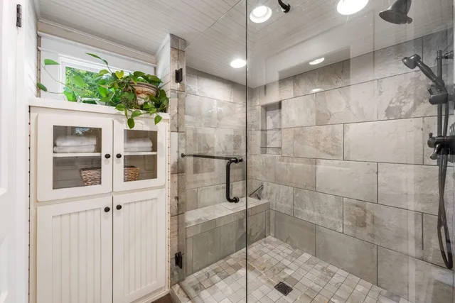 a bathroom with a shower