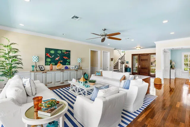 a view of a dining room with furniture and window