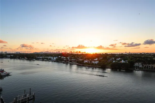 a view of a swimming pool with a lawn chairs under palm tree