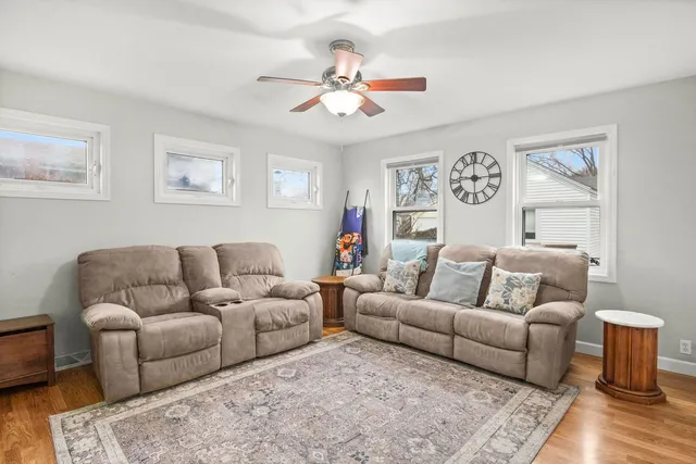 a living room with furniture and a couch