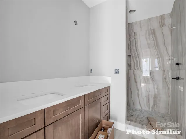 a room with a shower