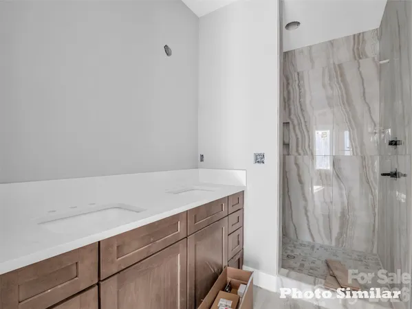 a room with a shower