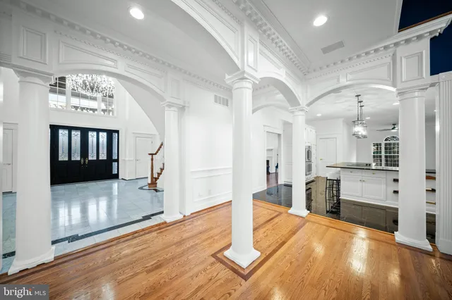 a view of a living room and dining room