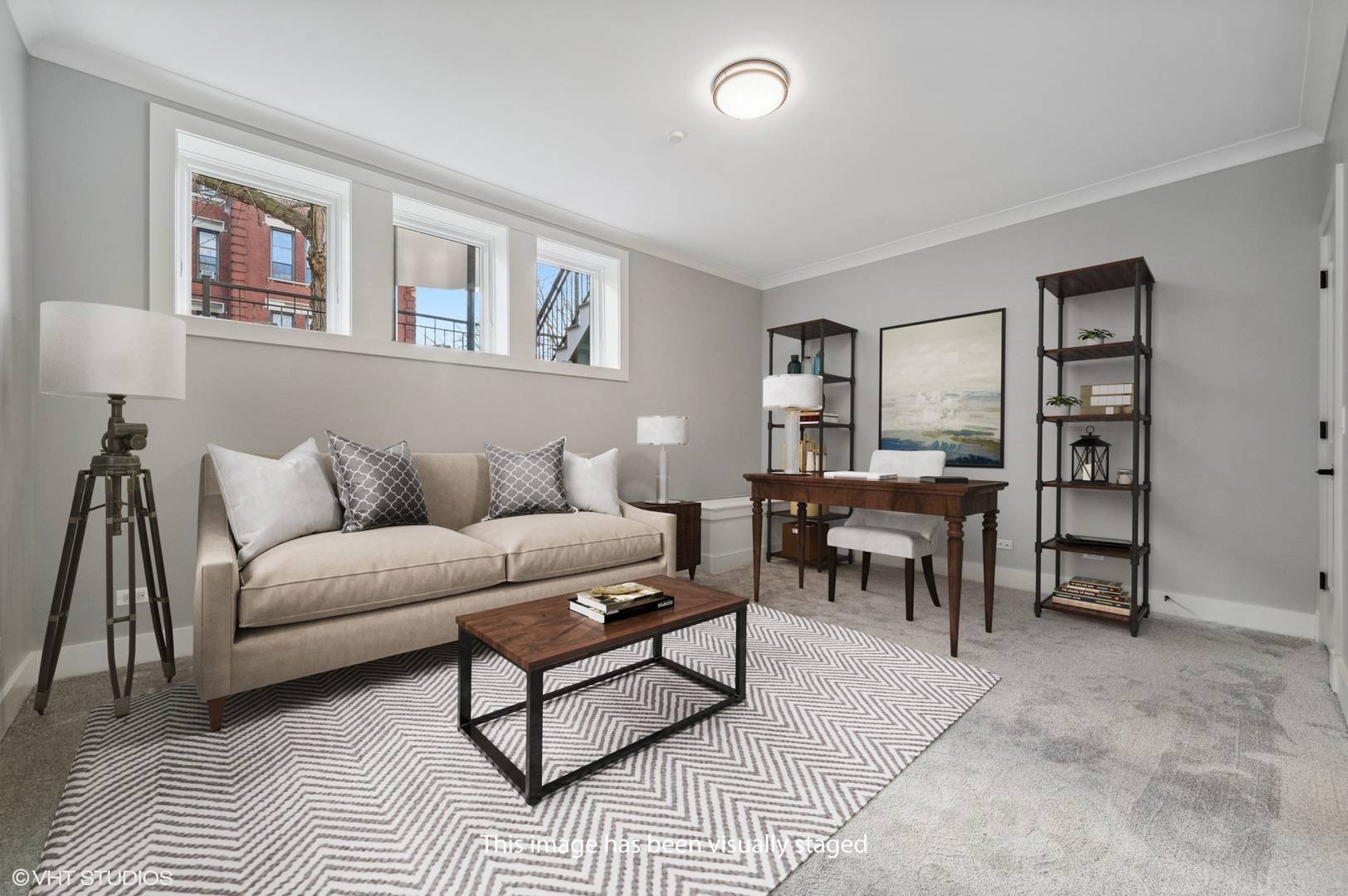 3302 North Hoyne Avenue Chicago, IL 60618 - Photo 24 of 27 a living room with furniture a chandelier and a window