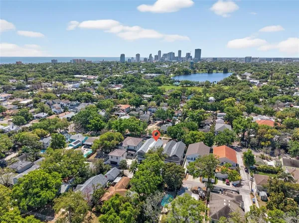 an aerial view of a city