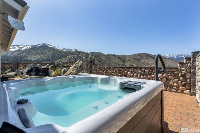 a view of a swimming pool from a terrace