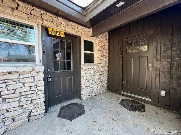 a view of front door of house