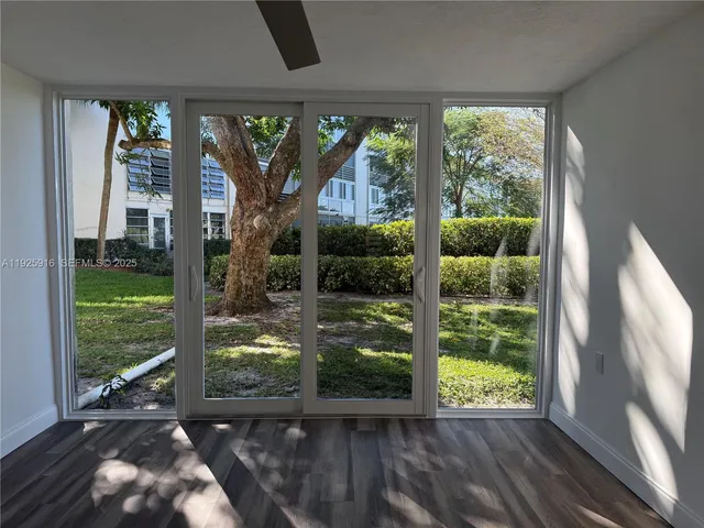a view of a garden from a window