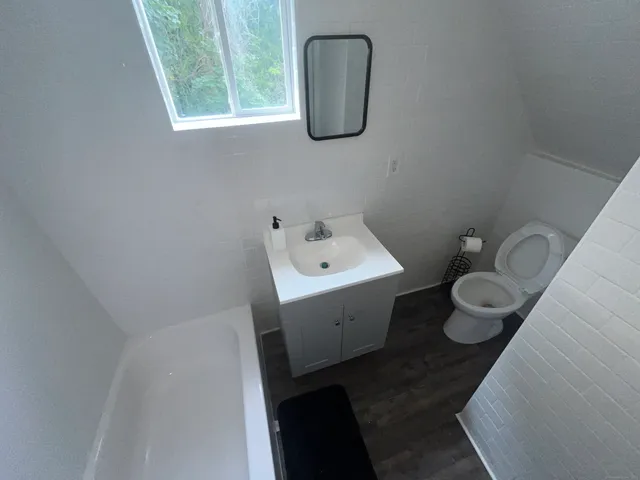 a bathroom with a toilet and a sink
