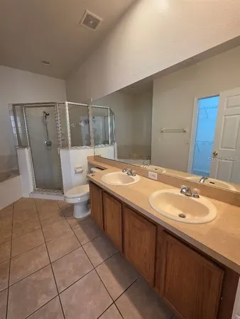 a bathroom with a sink a toilet and mirror