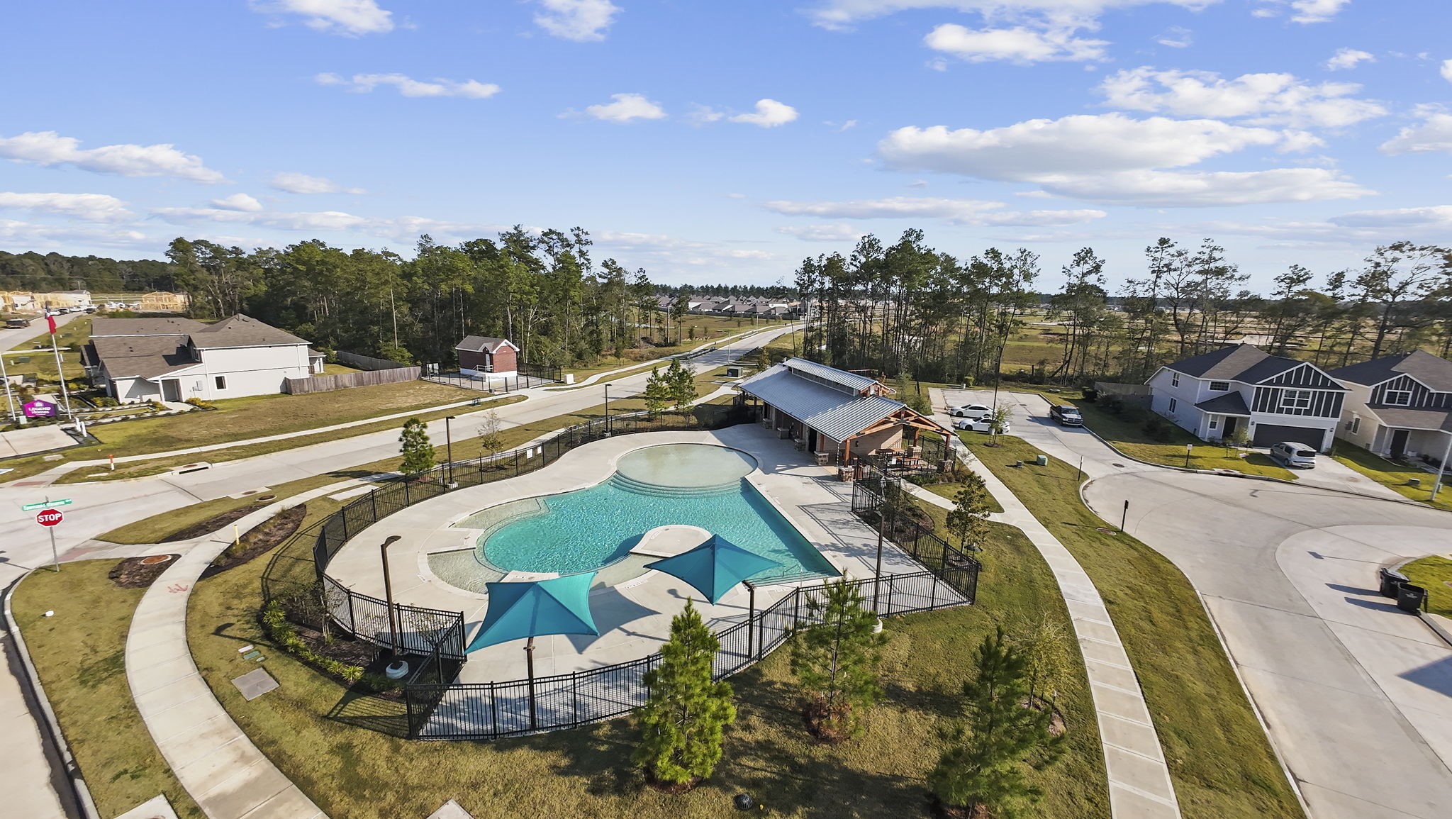 22565 Cormorant Court Splendora, TX 77372 - Photo 41 of 50 an aerial view of a swimming pool a playground and lake view