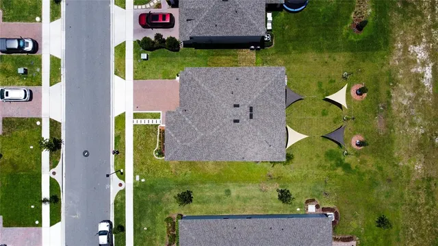 an aerial view of a house