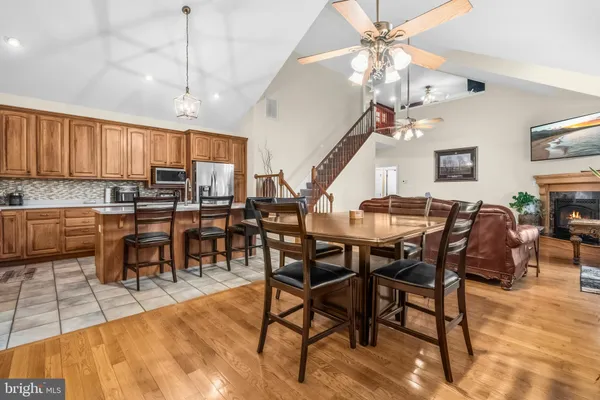 a view of a dining area with furniture