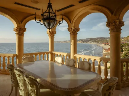 an outdoor view with patio