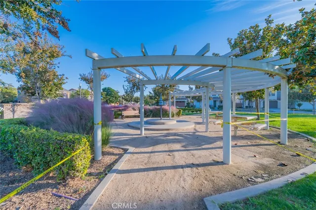 a view of a park with slide
