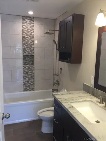 a bathroom with a bathtub