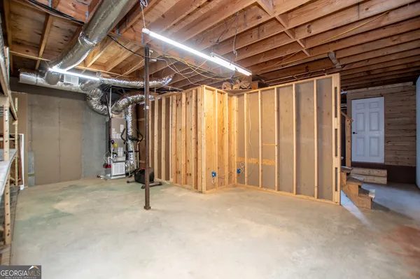 a view of balcony with wooden floor