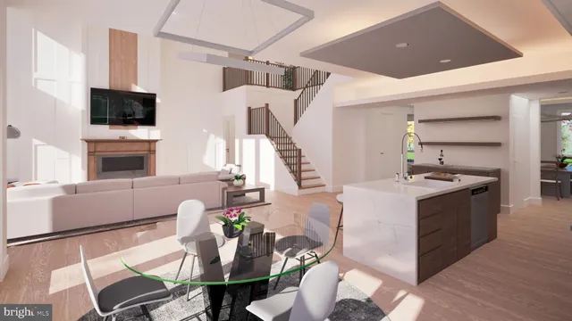 a kitchen with stainless steel appliances kitchen island granite countertop a sink and a refrigerator