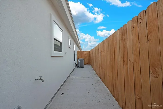 a view of a balcony with staircase