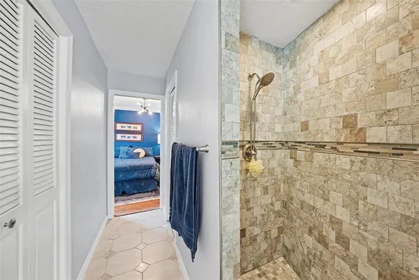 a bathroom with shower
