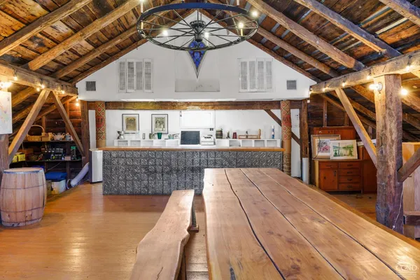 a view of a kitchen with sitting area