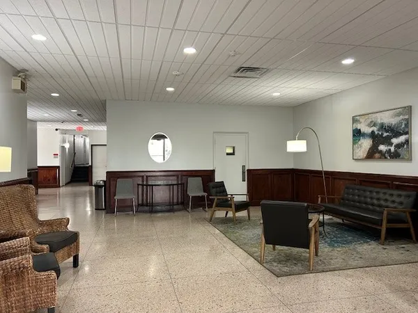 a living room with furniture