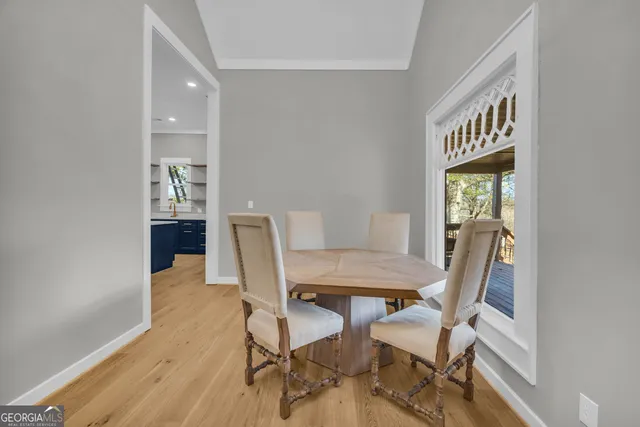 a view of a room with a window